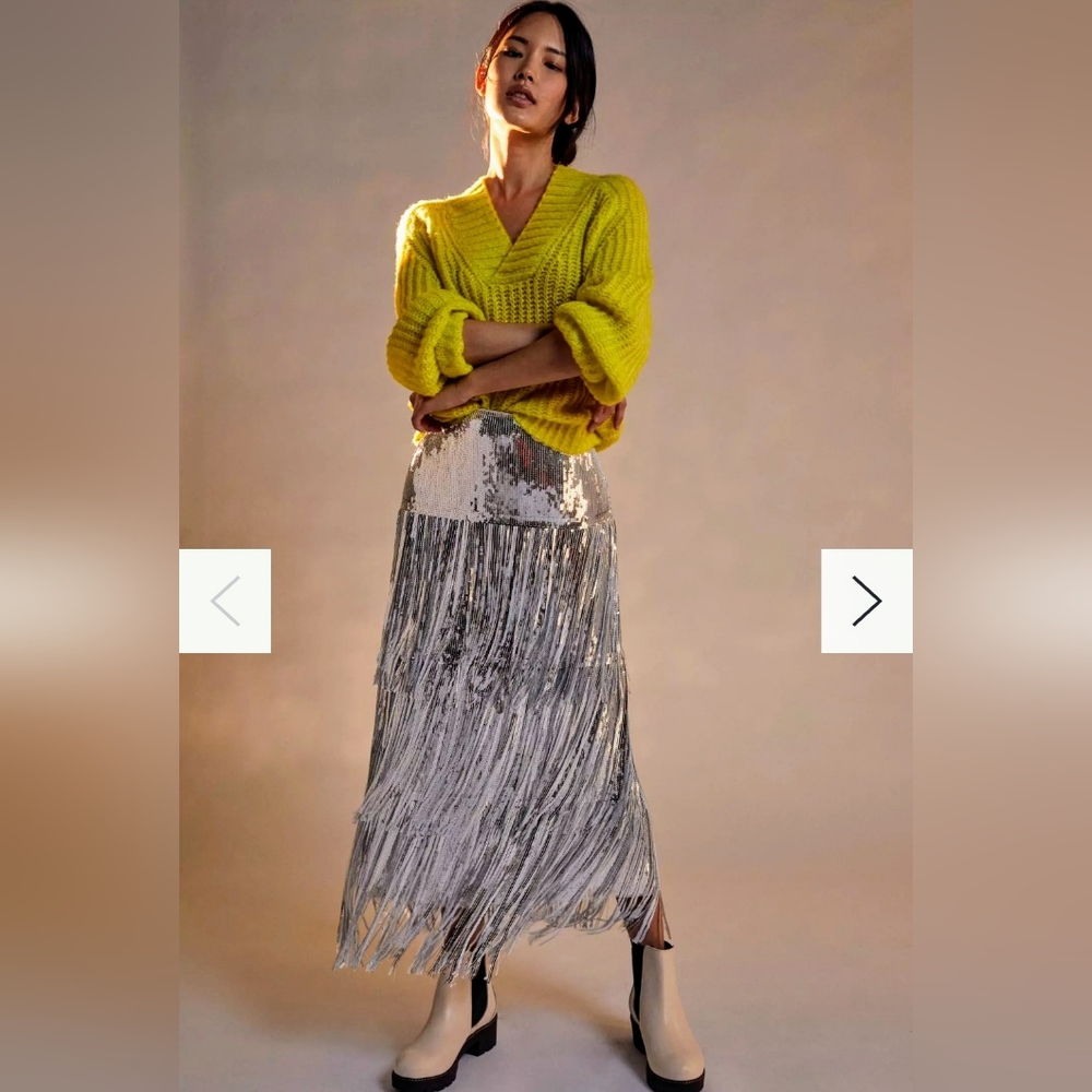 Sequin Anthropologie Midi Skirt